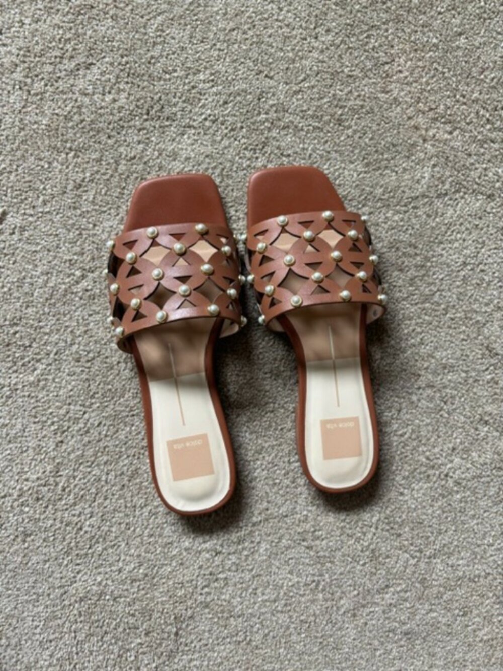 Dolce Vita Leather Pearl Studded Slide